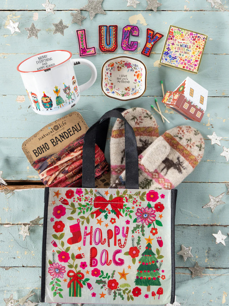 Natural Life Recycled Medium Happy Bag - Holiday