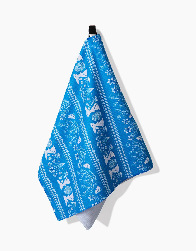 Geometry - Delft Blue Easter Stripe Tea Towel