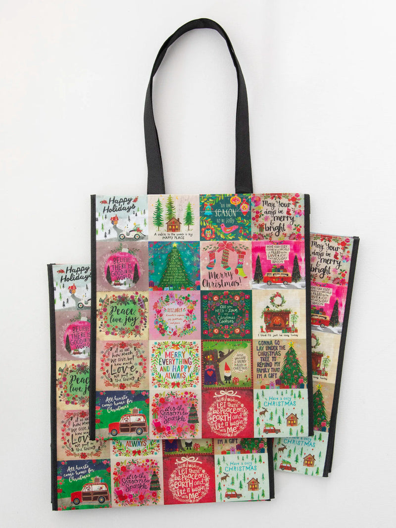 Natural Life Recycled XL Happy Bags - Holiday Chirps