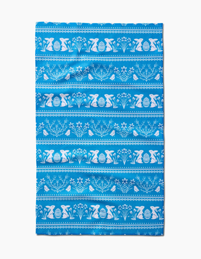 Geometry - Delft Blue Easter Stripe Tea Towel