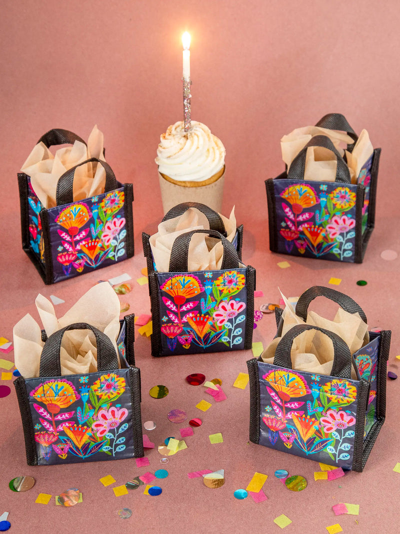 Natural Life Recycled Mini Happy Bag - Navy Folk Flower