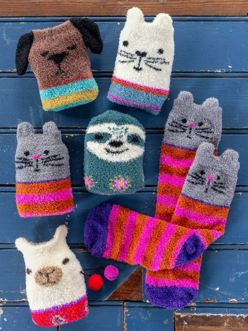 Natural Life Cozy Socks - White Cat