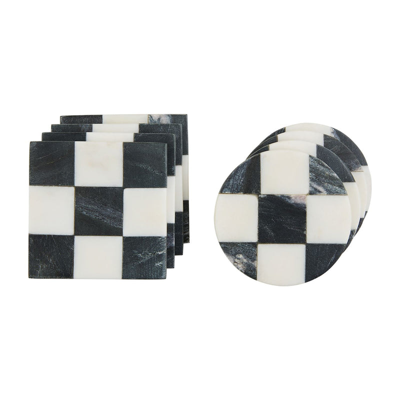 Mud Pie Square Checkered Coaster Set