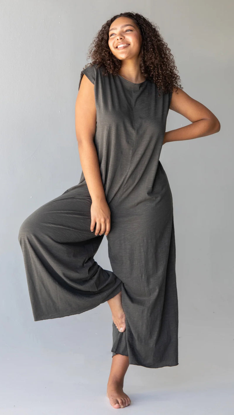 Natural Life Dylan Reversible Knit Jumpsuit - Washed Charcoal