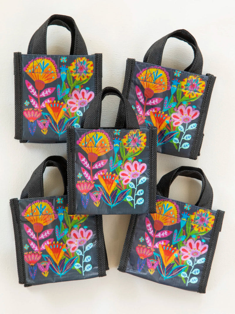 Natural Life Recycled Mini Happy Bag - Navy Folk Flower