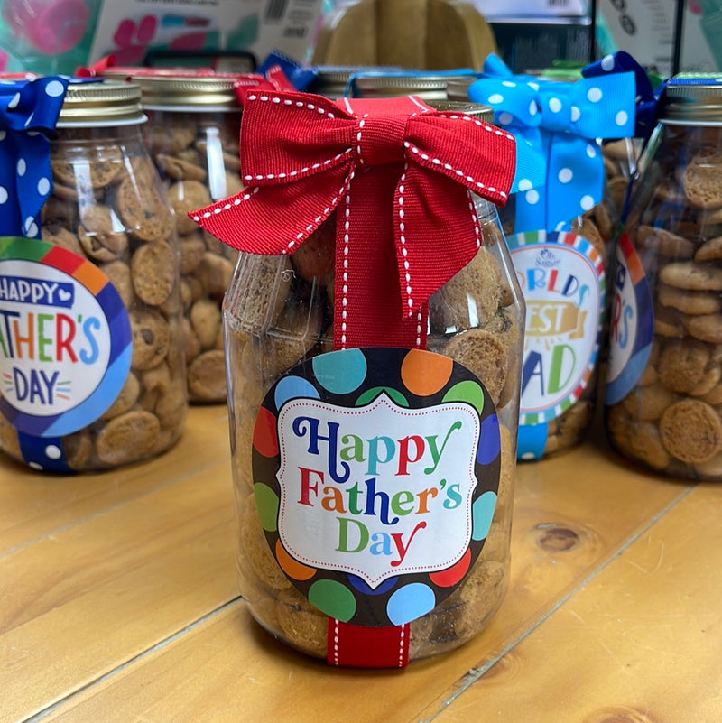 Oh, Sugar! - Cookie Jars - Father's Day Asst #2 - Quart: Chocolate Chip (Assorted Ribbon Colors)