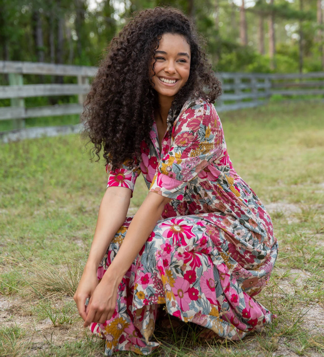 Natural Life Rebecca Midi Dress - Vintage Floral – Anne-Paige