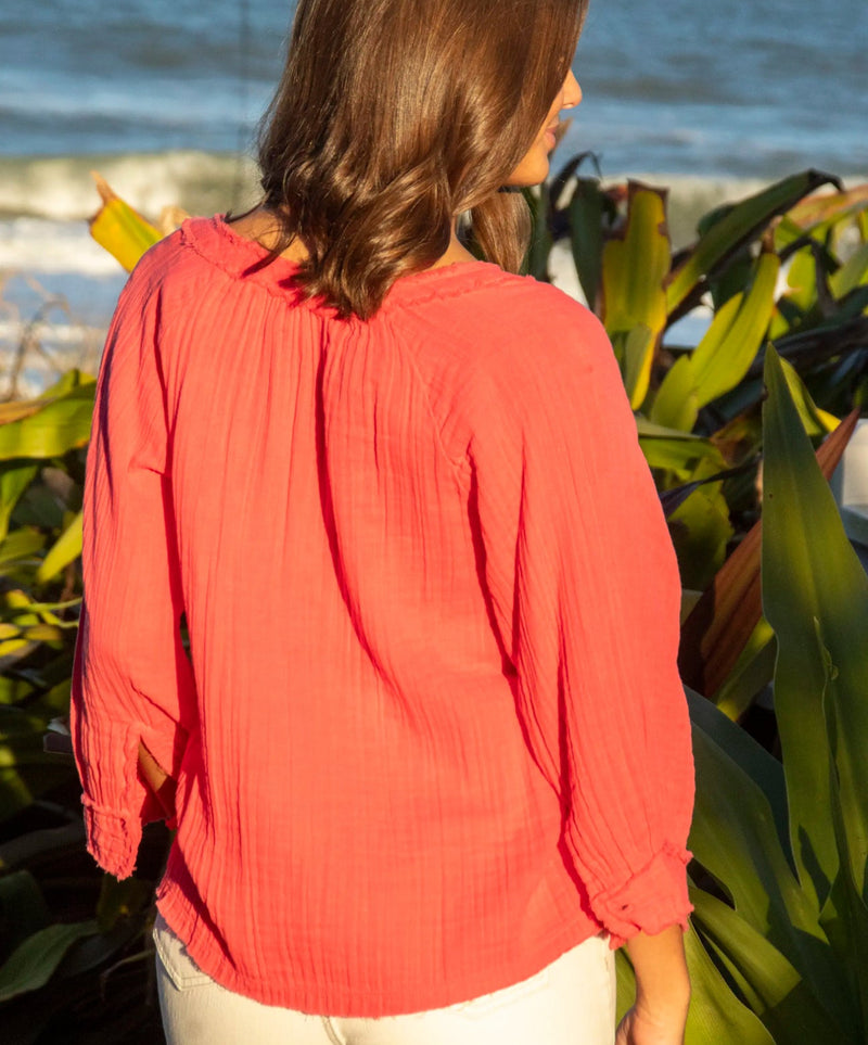 Natural Life Robyn Gauze Top - Coral