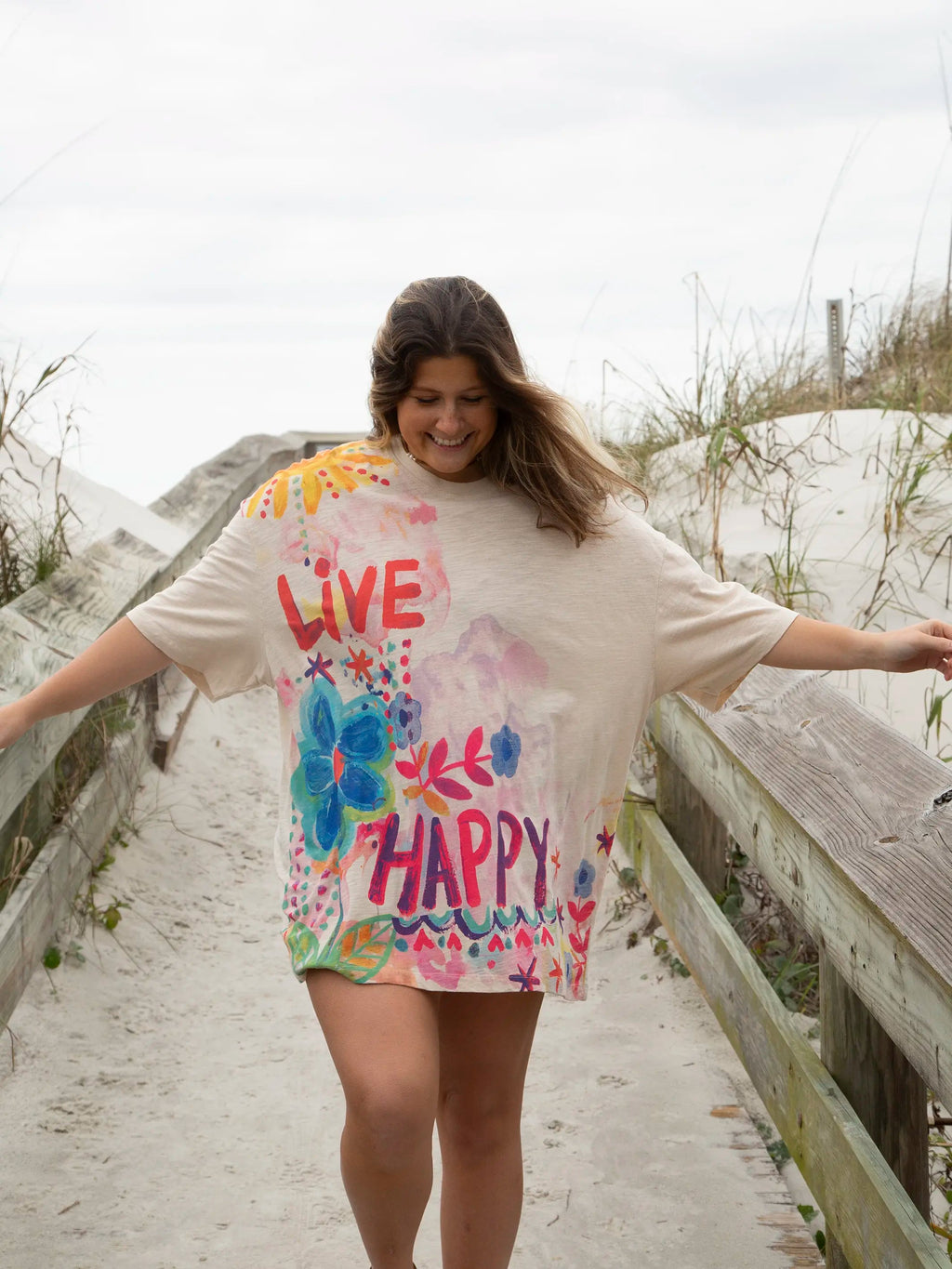 Natural Life Life Is A Canvas Tee - Live Happy Cream