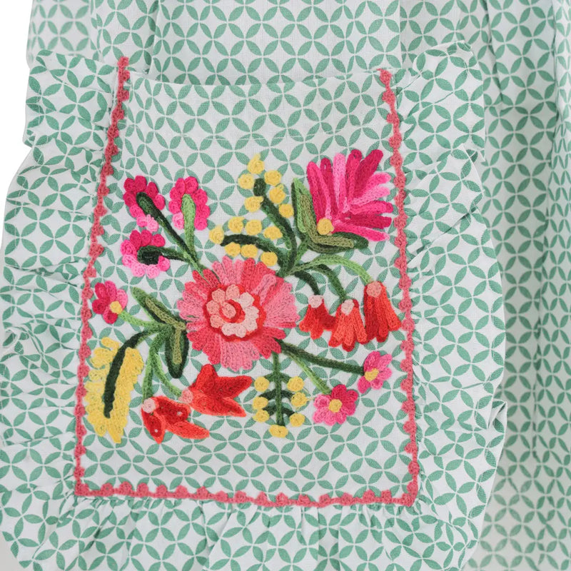 Karma Living GREEN FLORAL APRON 33X34" (2ABKTAP289_TQ)