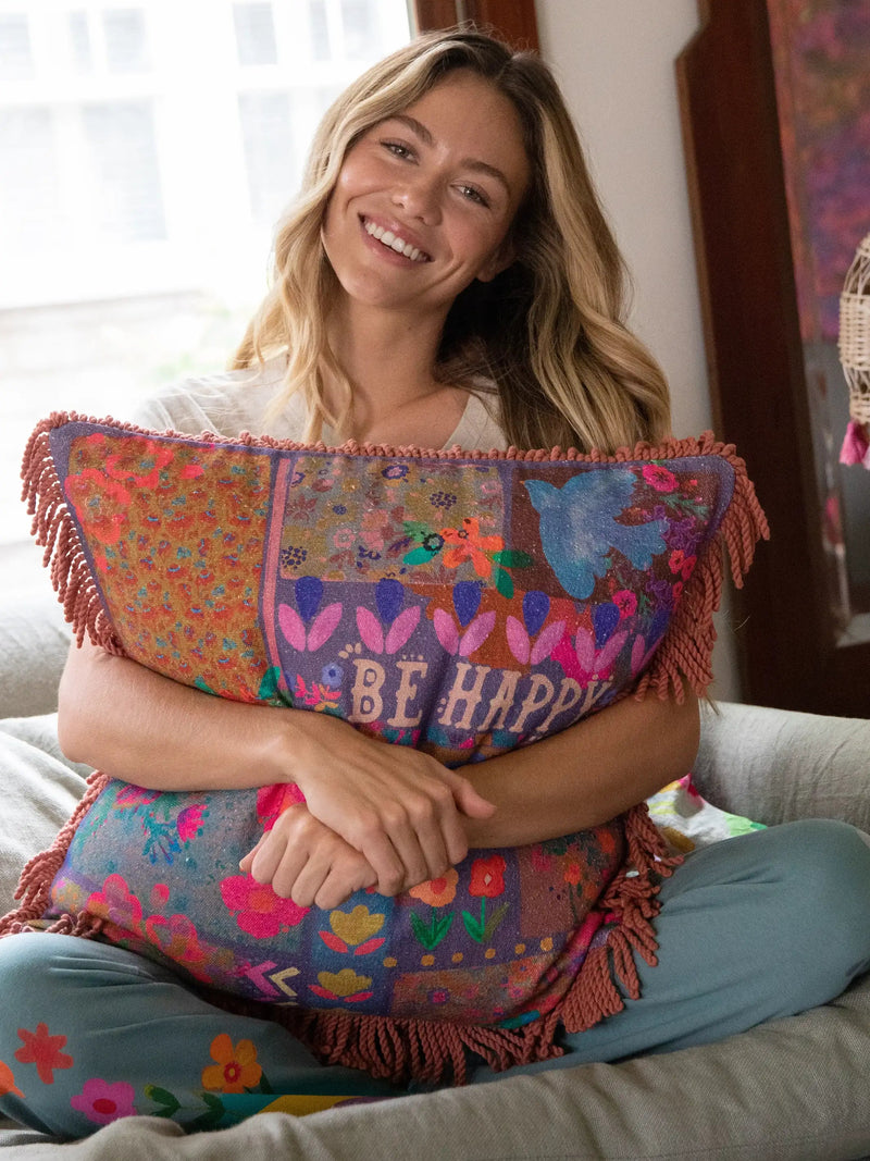 Natural Life® Bungalow Pillow - Be Happy
