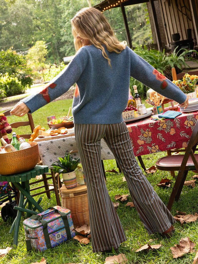 Natural Life Rosie Jacquard Pullover Sweater - Denim Floral