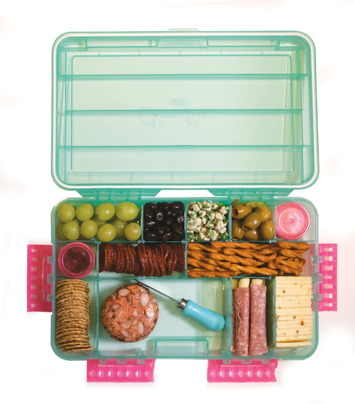 SUBSAFE™ Charcuterie Safe: Snack Set For On The Go! - Seafoam Green + Hot Pink