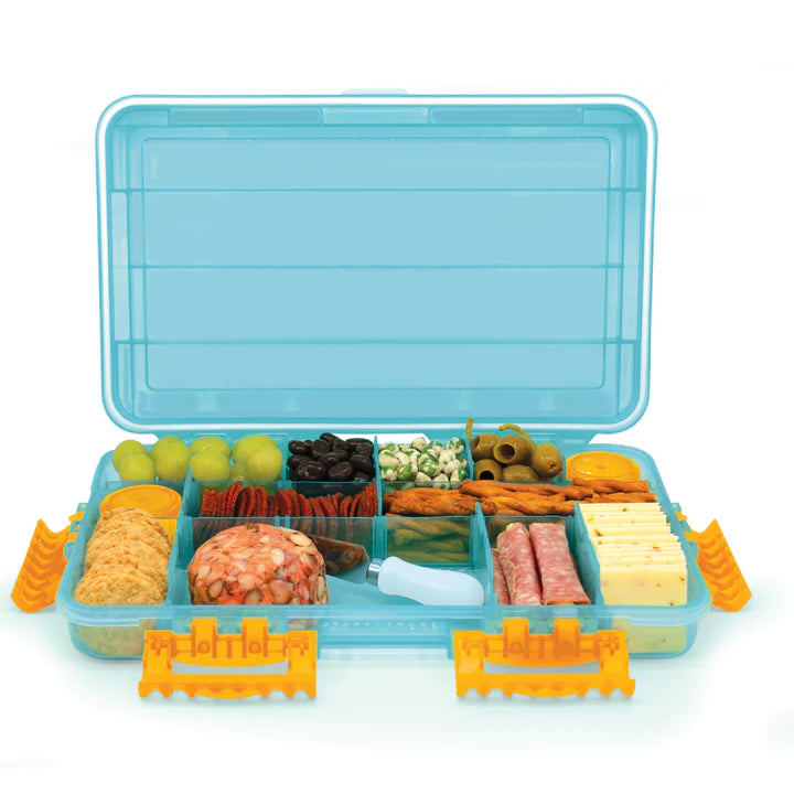 SUBSAFE™ Charcuterie Safe: Snack Set For On The Go! - Light Blue + Neon Orange