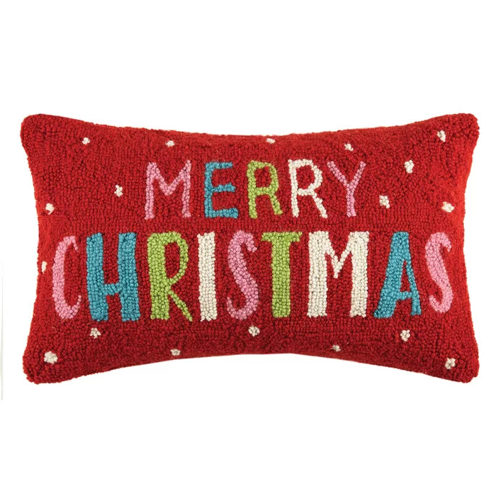 Peking Handicraft - “Merry Christmas” Christmas Hook Lumbar Throw Pillow