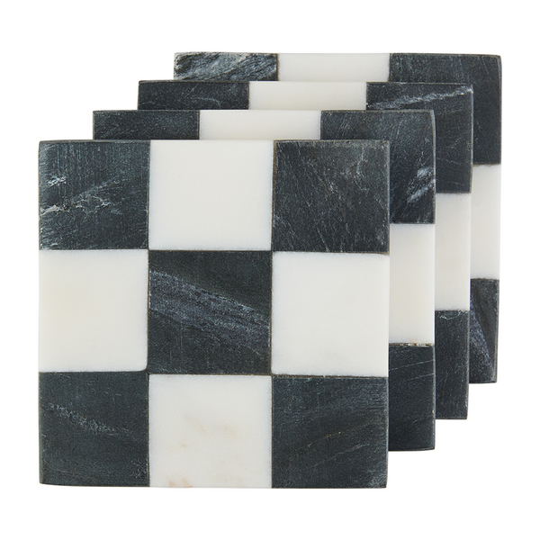 Mud Pie Square Checkered Coaster Set