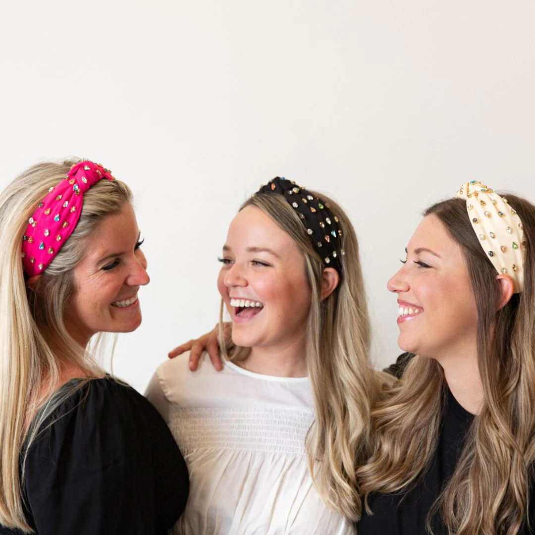 Headbands of Hope Traditional Knot Headband Black Gem AnnePaige