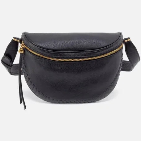 Hobo Juno Belt Bag - Black Pebbled Leather with Whipstitch