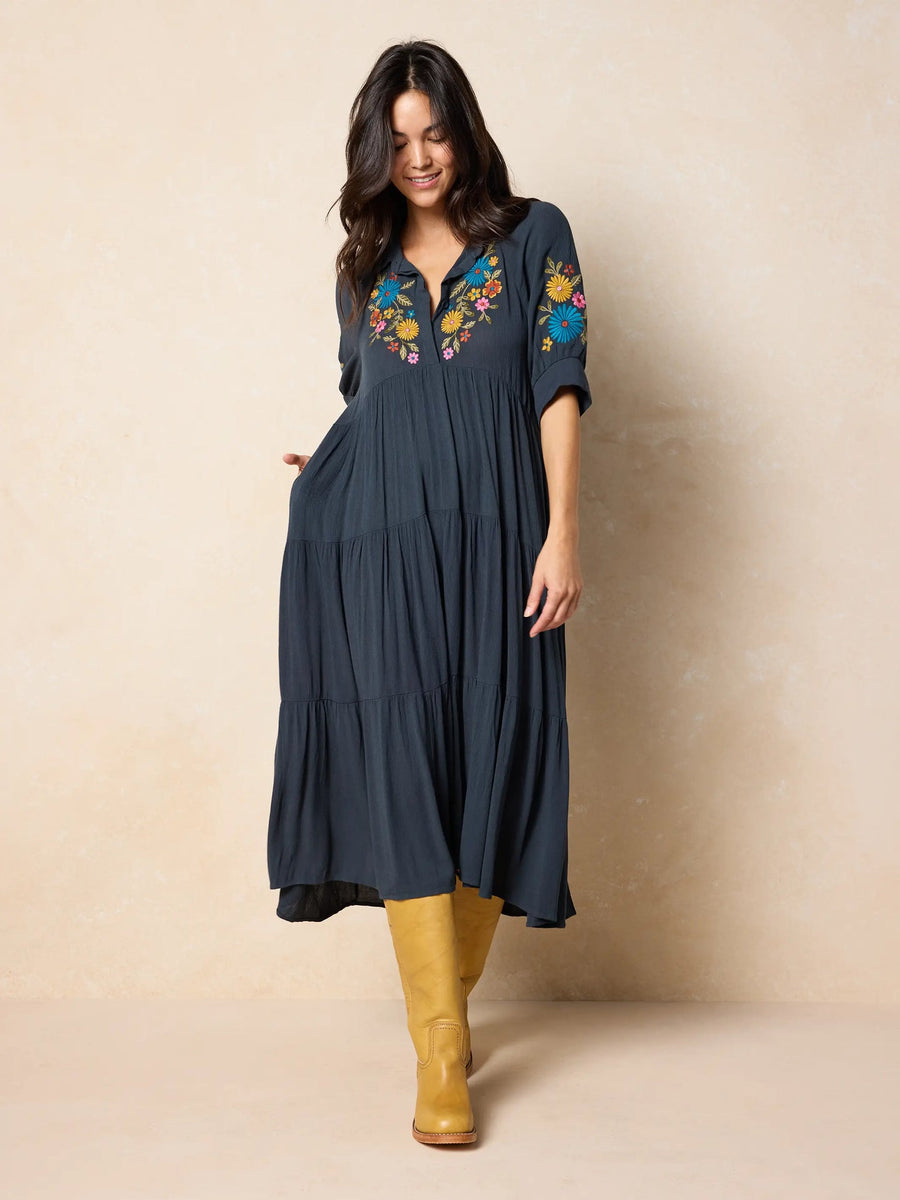 Natural Life Rebecca Embroidered Midi Dress