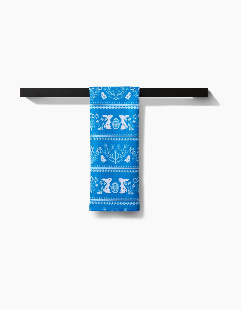 Geometry - Delft Blue Easter Stripe Tea Towel