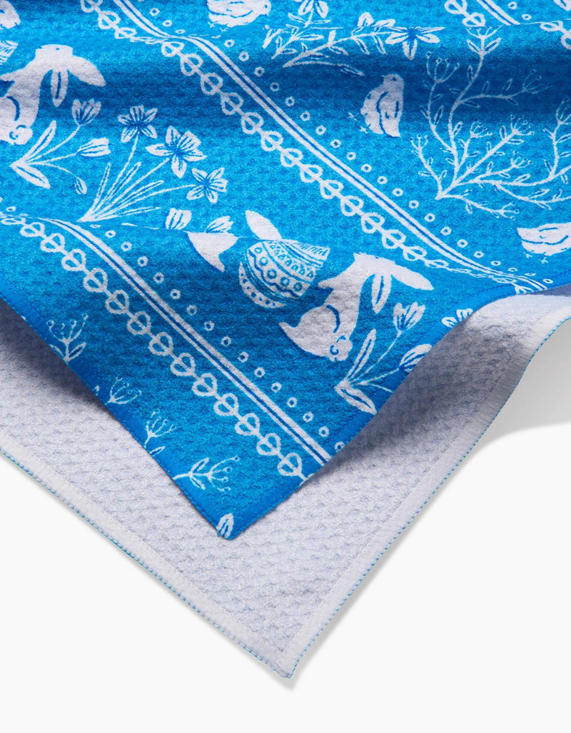 Geometry - Delft Blue Easter Stripe Tea Towel