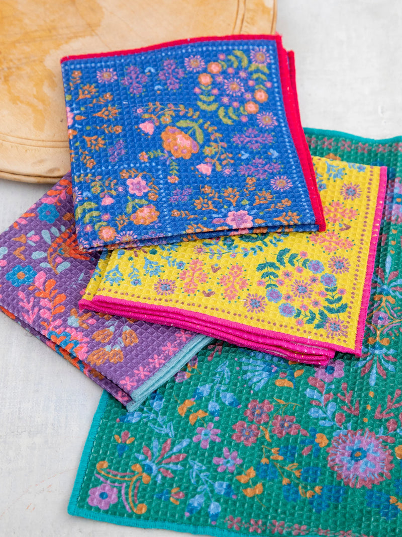 Natural Life Dish Cloth Napkins, Set of 4 - Teal