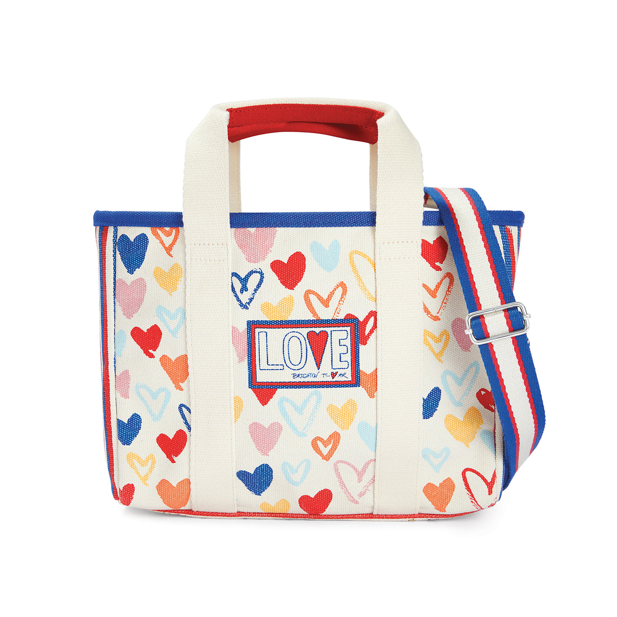 Brighton Runway Model Heart USA Canvas Designer Tote Bag Purse Red White &  Blue