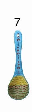 Creative Co-op Stoneware Spoon w/ Painted Pattern, Multi-Color, 12 Styles