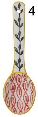 Creative Co-op Stoneware Spoon w/ Painted Pattern, Multi-Color, 12 Styles