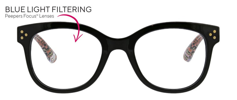Peepers Readers - Jungle Fusion - Black/leopard  (with Blue Light Focus™ Eyewear Lenses)