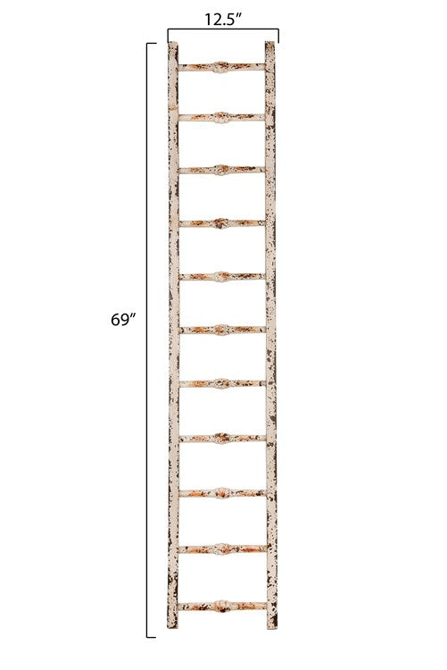 Creative Co-op  12-1/2"L x 69"H Decorative Wood Ladder, Distressed White