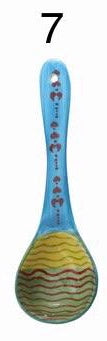 Creative Co-op Stoneware Spoon w/ Painted Pattern, Multi-Color, 12 Styles