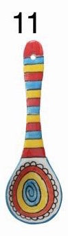 Creative Co-op Stoneware Spoon w/ Painted Pattern, Multi-Color, 12 Styles
