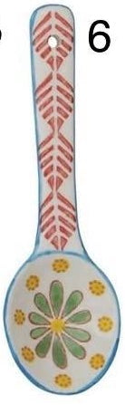 Creative Co-op Stoneware Spoon w/ Painted Pattern, Multi-Color, 12 Styles