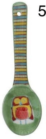 Creative Co-op Stoneware Spoon w/ Painted Pattern, Multi-Color, 12 Styles