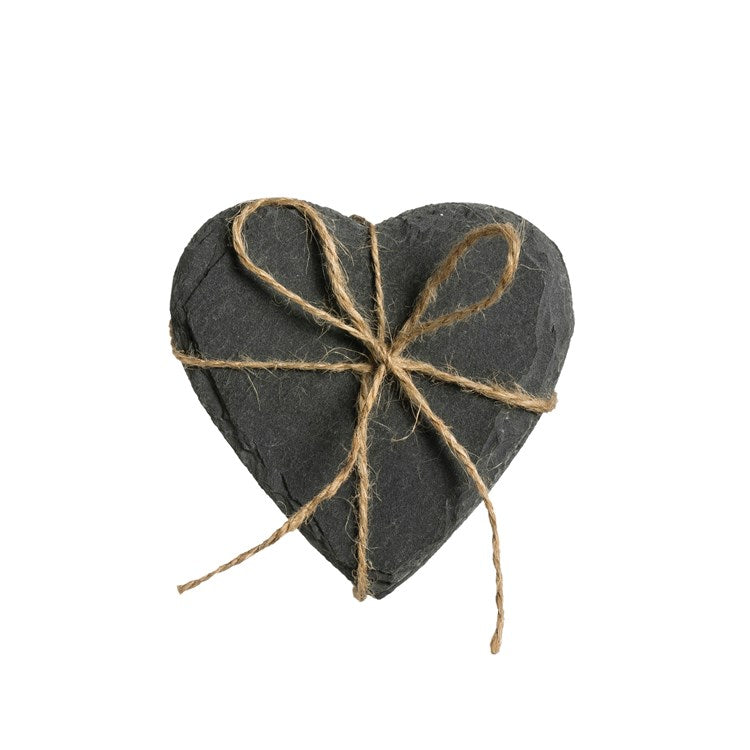 Creative Co-Op Heart Slate Coaster Set