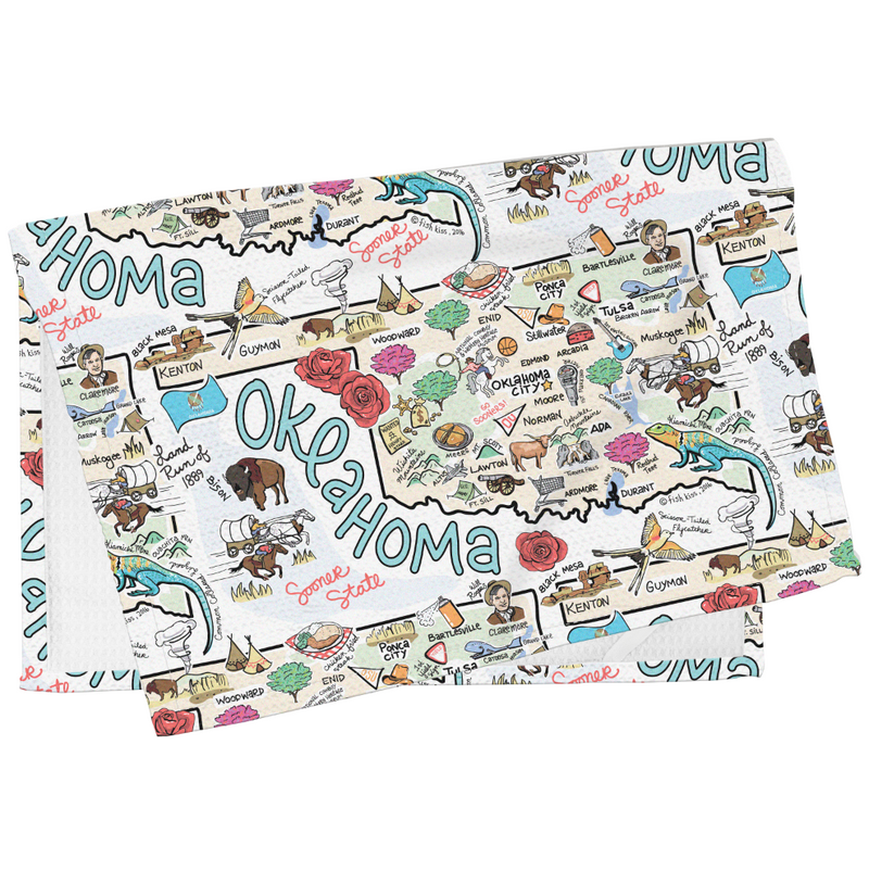 Fishkiss® Oklahoma Map Tea Towel