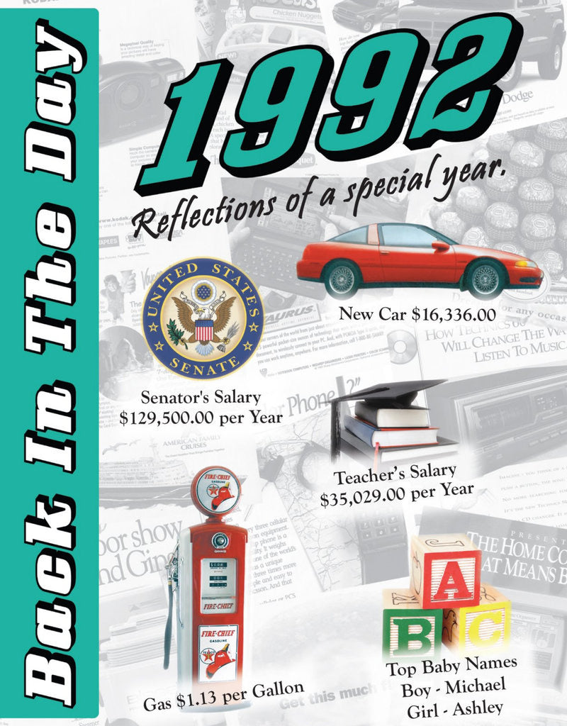 Back in the Day Year Almanac (1990’s) - 24 page greeting card/Booklet with Envelope