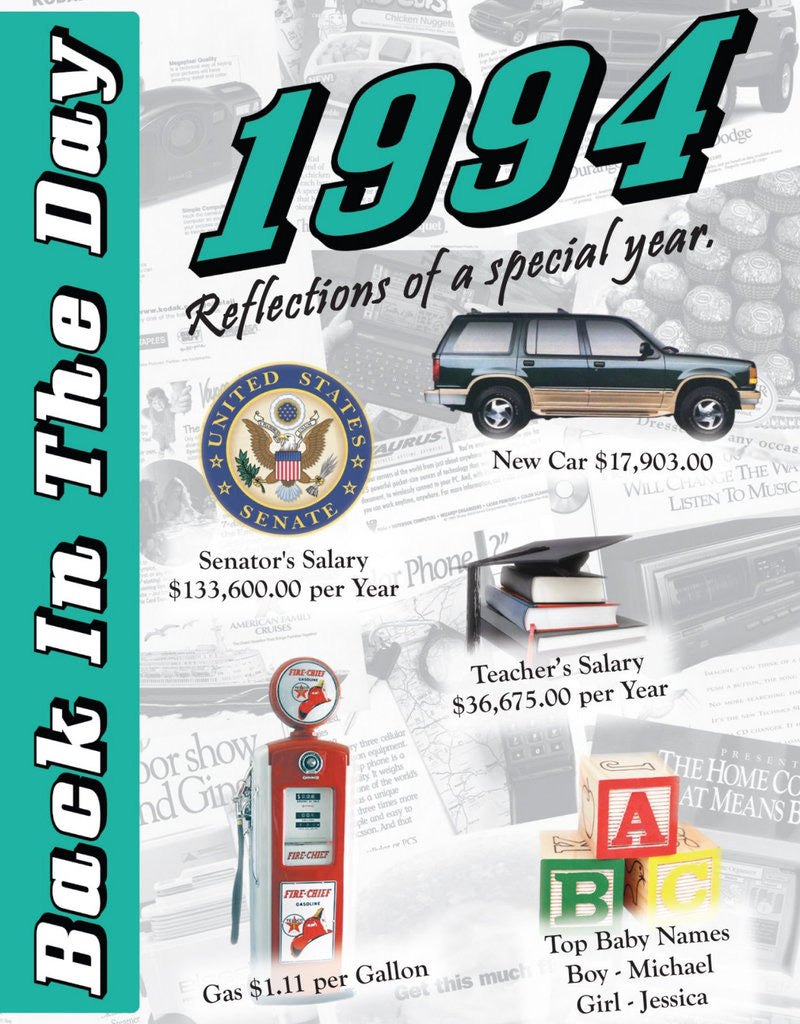 Back in the Day Year Almanac (1990’s) - 24 page greeting card/Booklet with Envelope