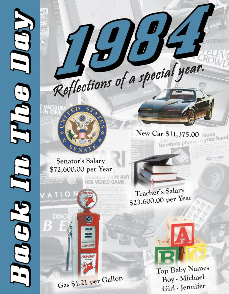 Back in the Day Year Almanac (1980’s)- 24 page greeting card/Booklet with Envelope