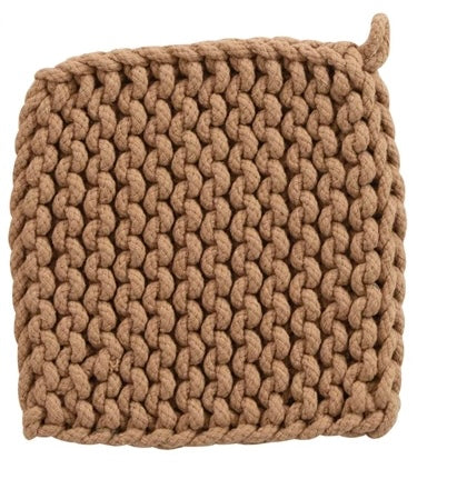 Creative Co op 8" Square Cotton Crocheted Pot Holder, Assorted Colors (DF4521A)