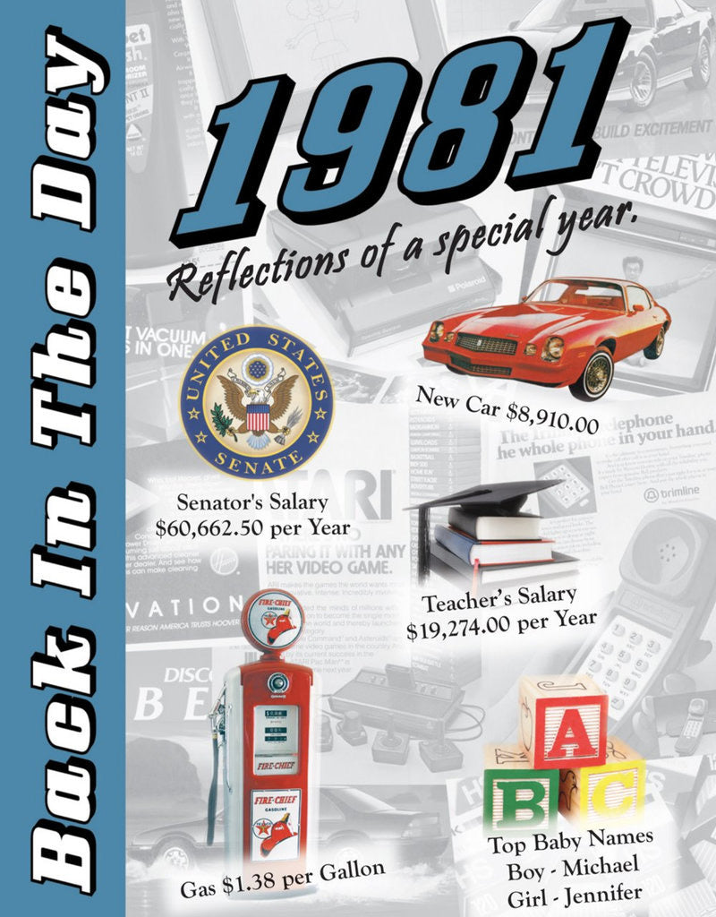 Back in the Day Year Almanac (1980’s)- 24 page greeting card/Booklet with Envelope