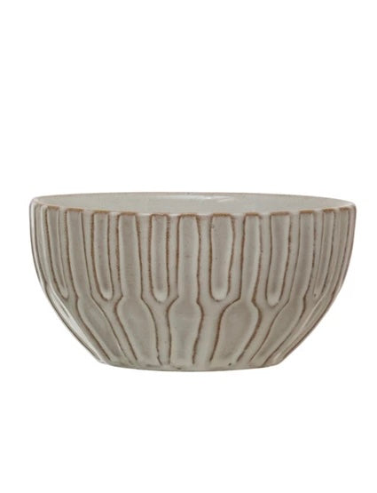 Creative Co-op Debossed Stoneware Bowl, 4 styles