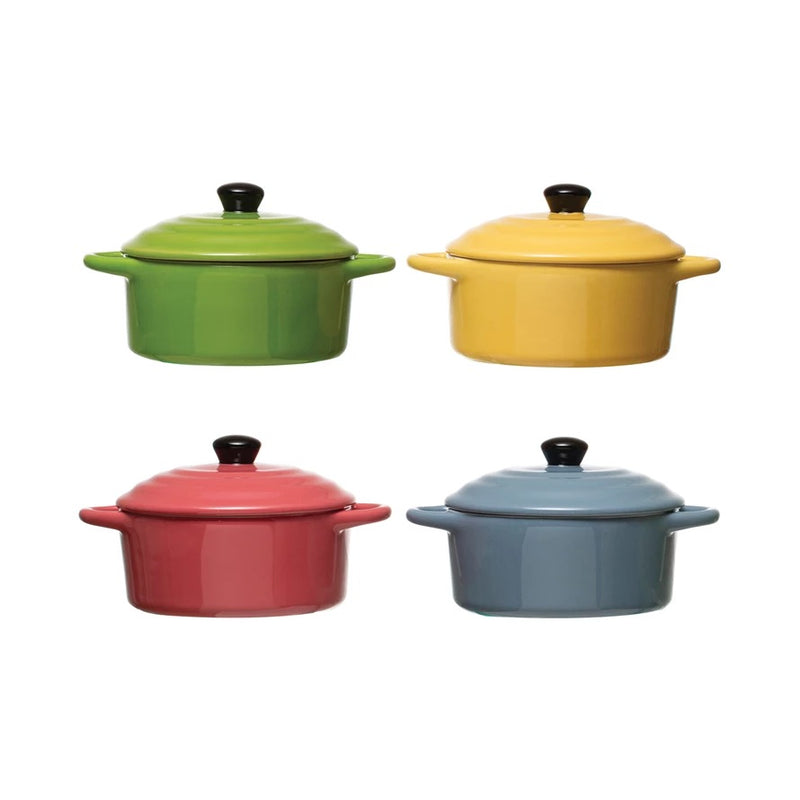 Creative Co-Op Stoneware Mini Baker w/ Lid (DF4950A)