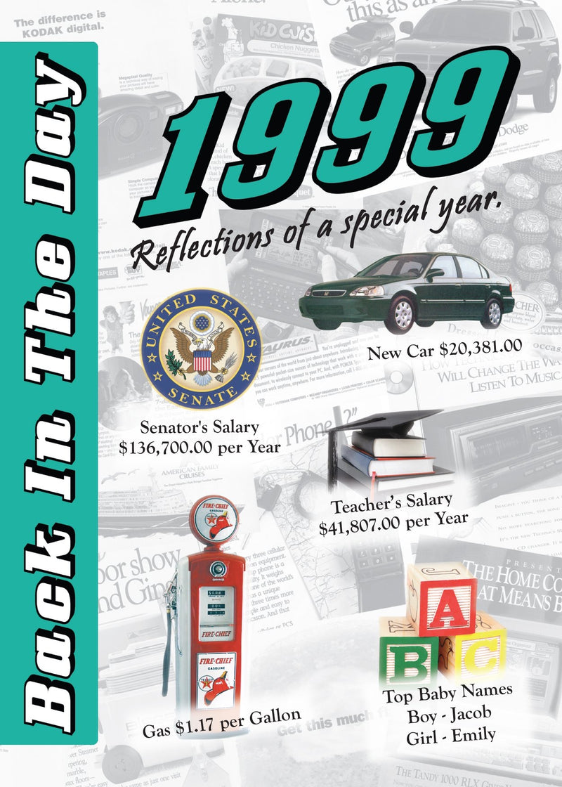 Back in the Day Year Almanac (1990’s) - 24 page greeting card/Booklet with Envelope