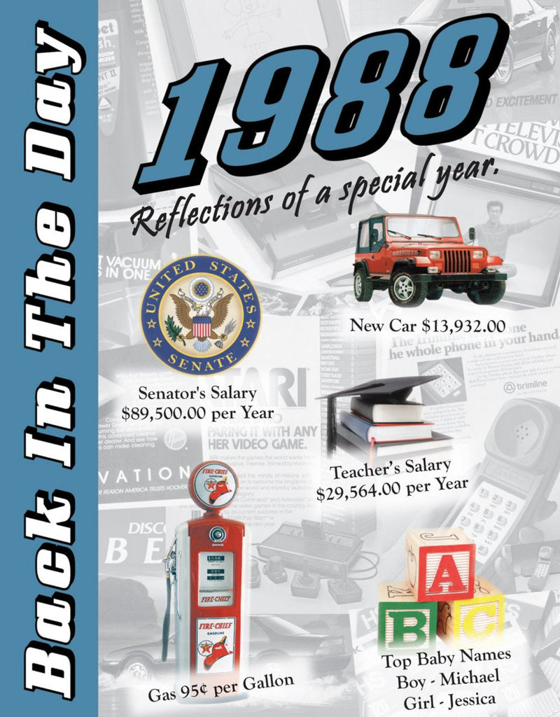 Back in the Day Year Almanac (1980’s)- 24 page greeting card/Booklet with Envelope
