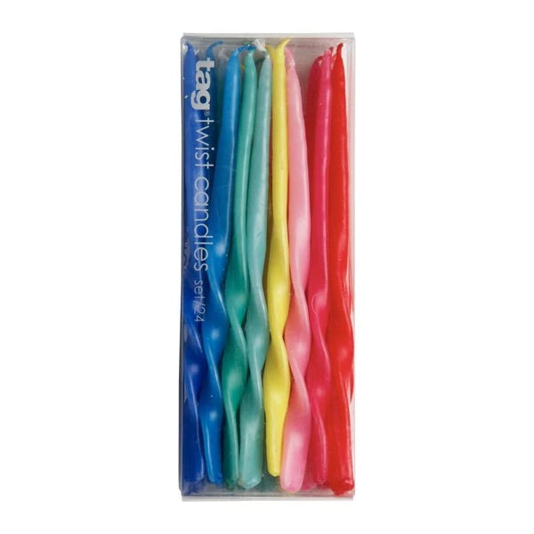 TAG Multi-Color Twist Mini Taper Candles, Set Of 24