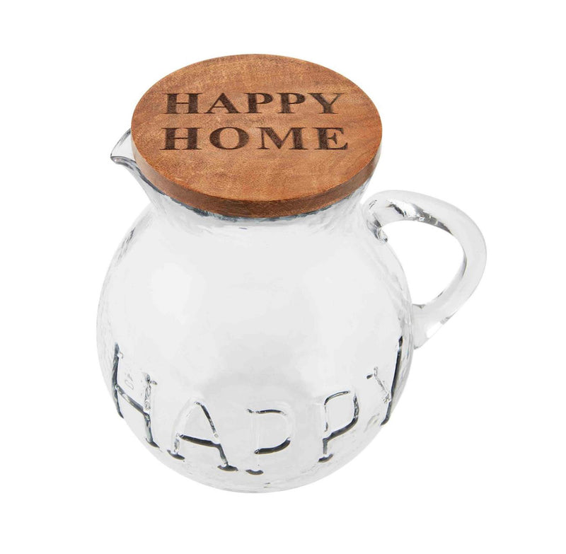 Mud Pie “Happy” Glass Drink Pitcher