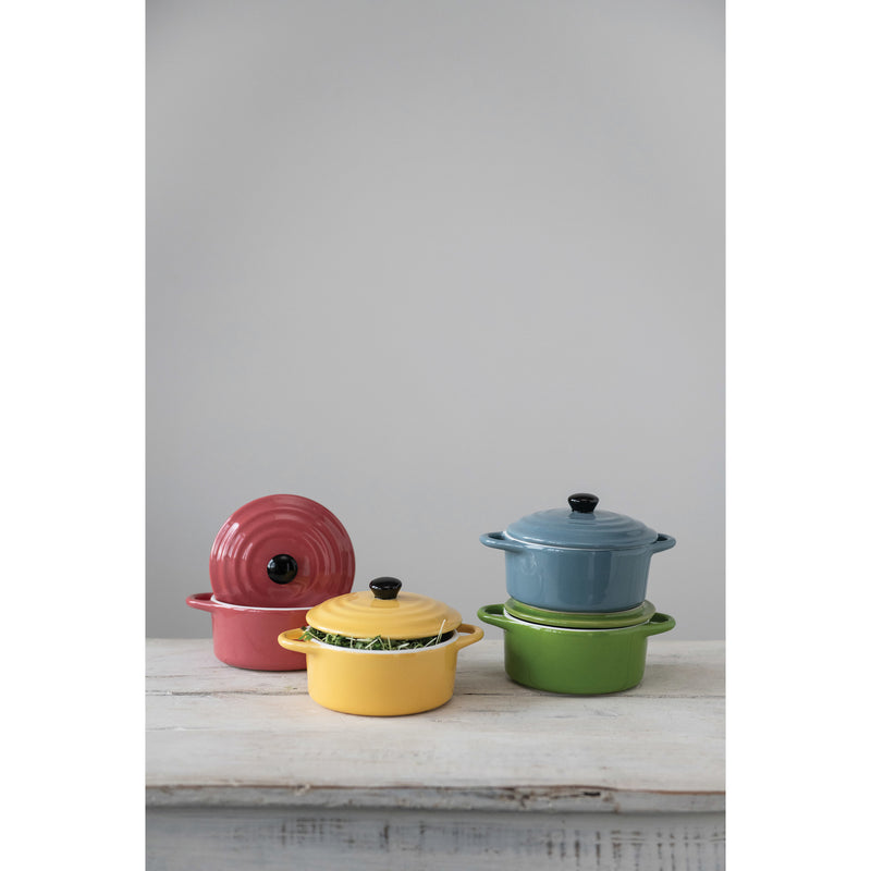 Creative Co-Op Stoneware Mini Baker w/ Lid (DF4950A)