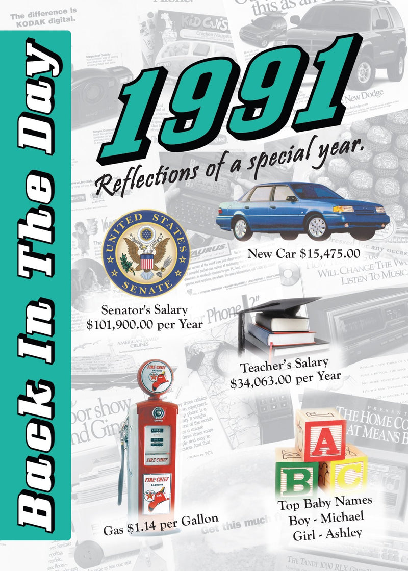 Back in the Day Year Almanac (1990’s) - 24 page greeting card/Booklet with Envelope